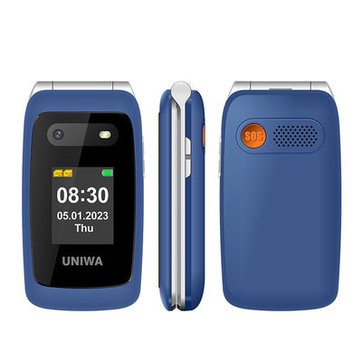 अच्छी कीमत स्पीड डायल फ्लिप बुजुर्ग मोबाइल फोन 1450mAh UNIWA V202T ब्लू लाइटवेट ऑनलाइन